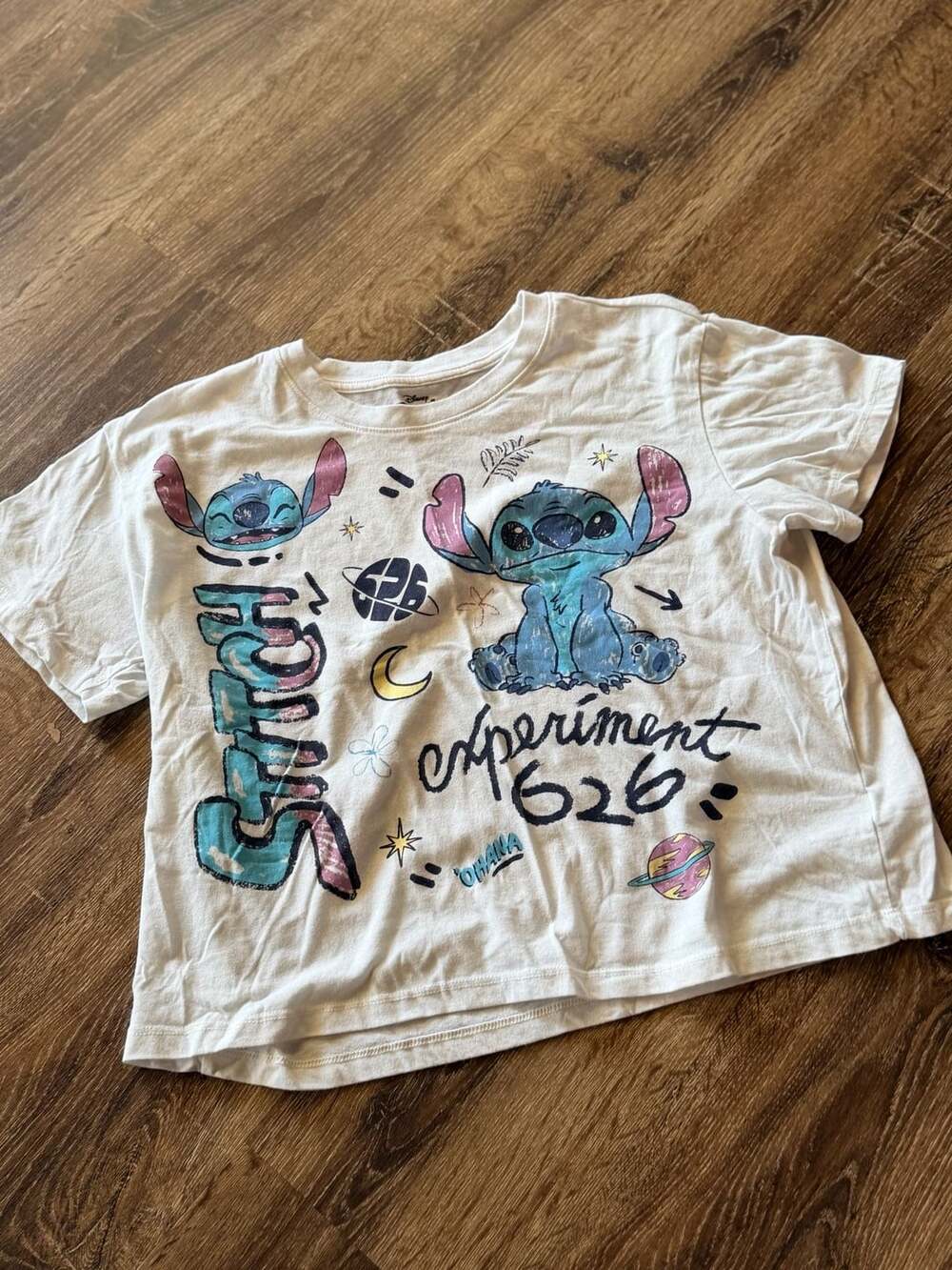 Disney Stitch Graphic Crop Top Size XL White Experiment 626